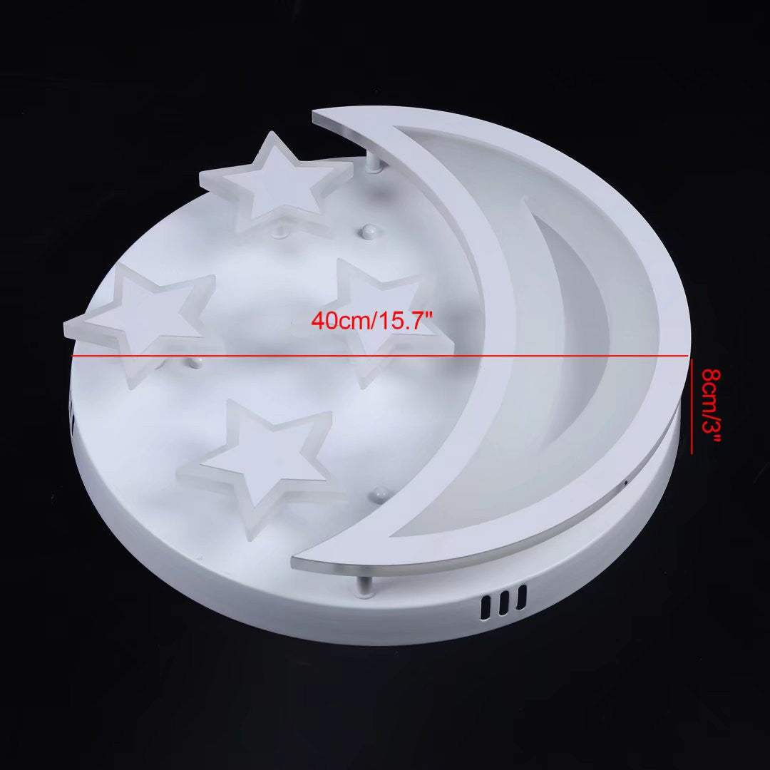 HomeRoots Contemporary Acrylic Moon And Stars Ceiling Lamp in White Finish
