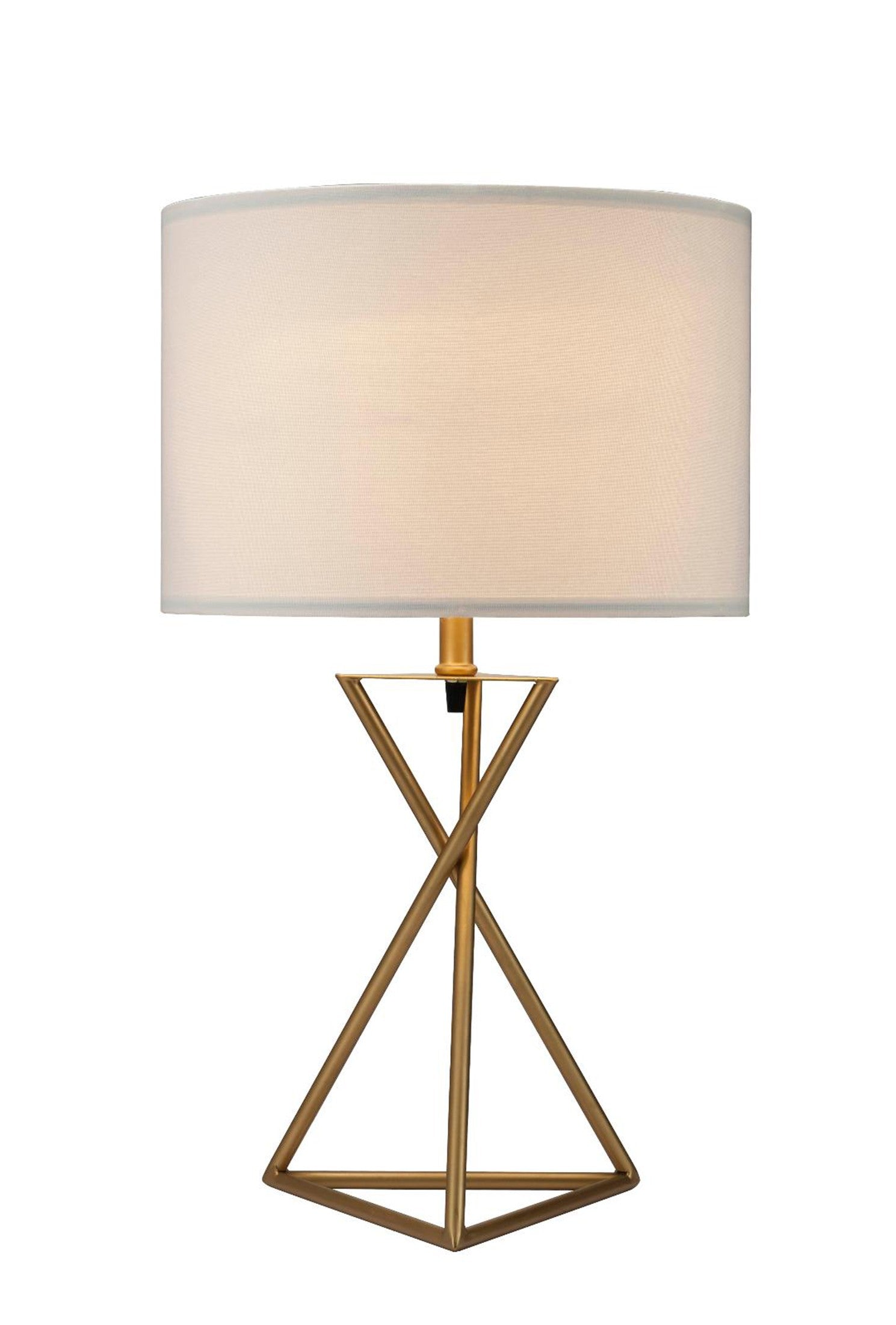 HomeRoots Contemporary Geo Table Lamp With White Shade in Gold Finish