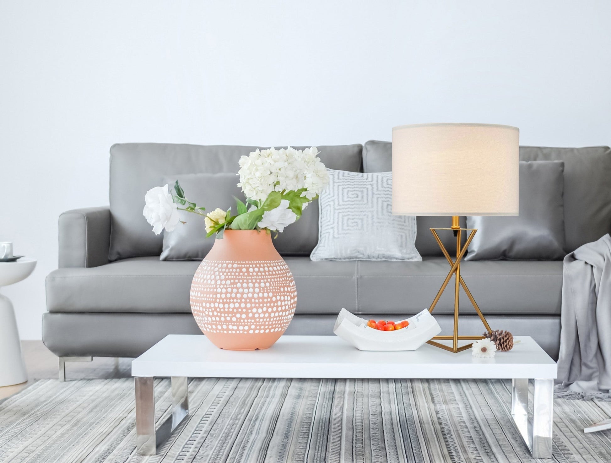 HomeRoots Contemporary Geo Table Lamp With White Shade in Gold Finish