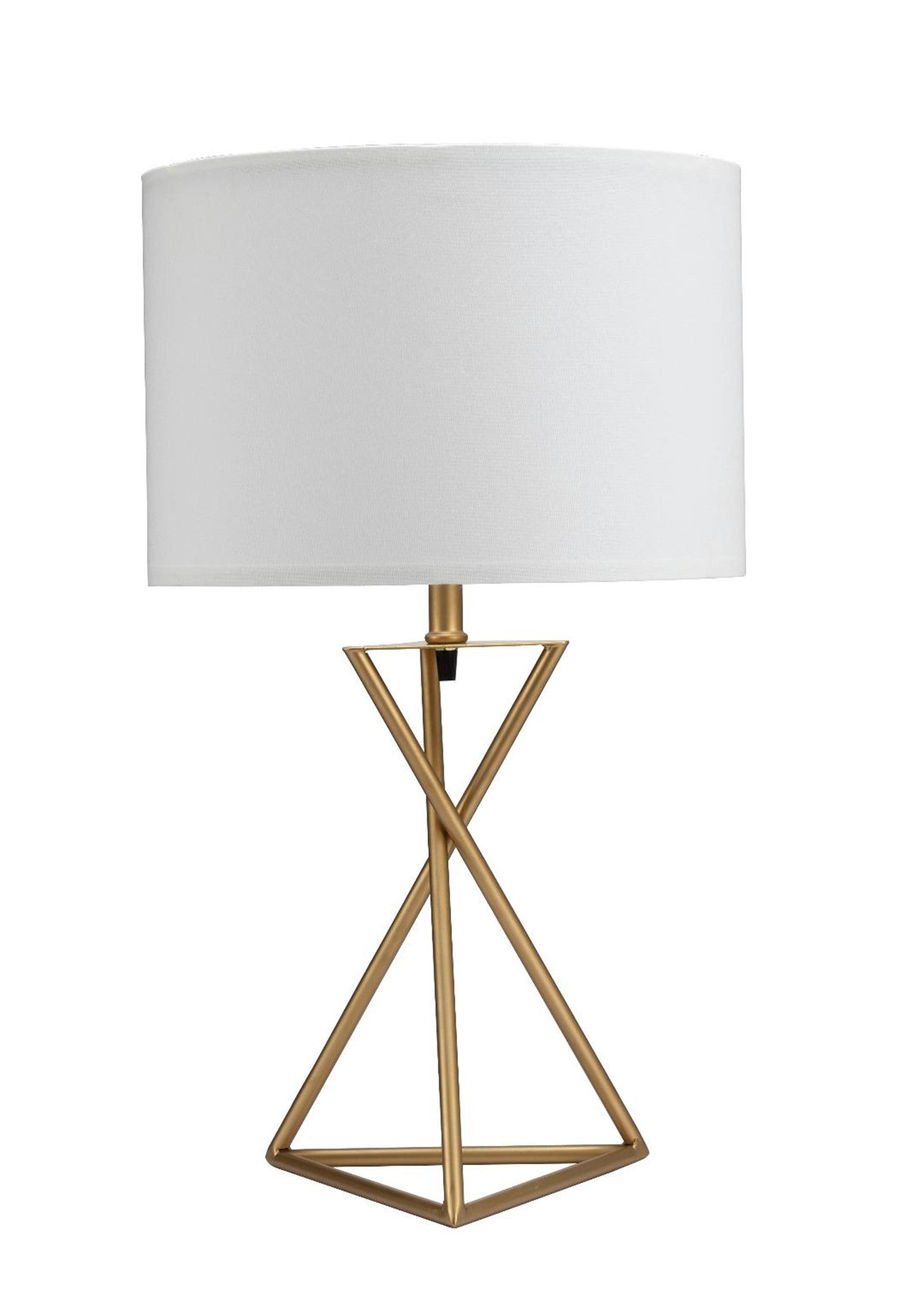 HomeRoots Contemporary Geo Table Lamp With White Shade in Gold Finish