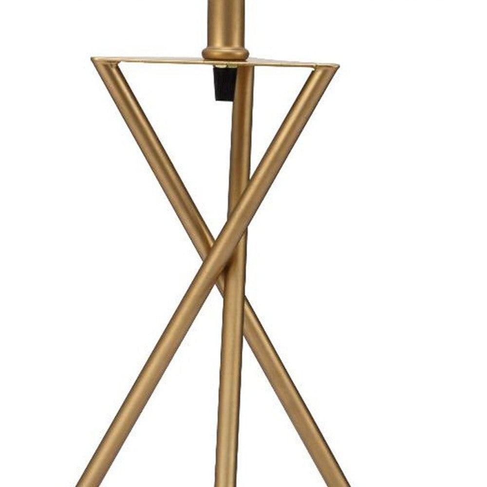 HomeRoots Contemporary Geo Table Lamp With White Shade in Gold Finish