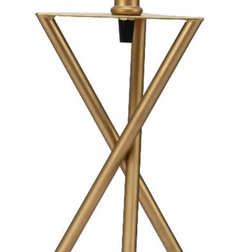 HomeRoots Contemporary Geo Table Lamp With White Shade in Gold Finish