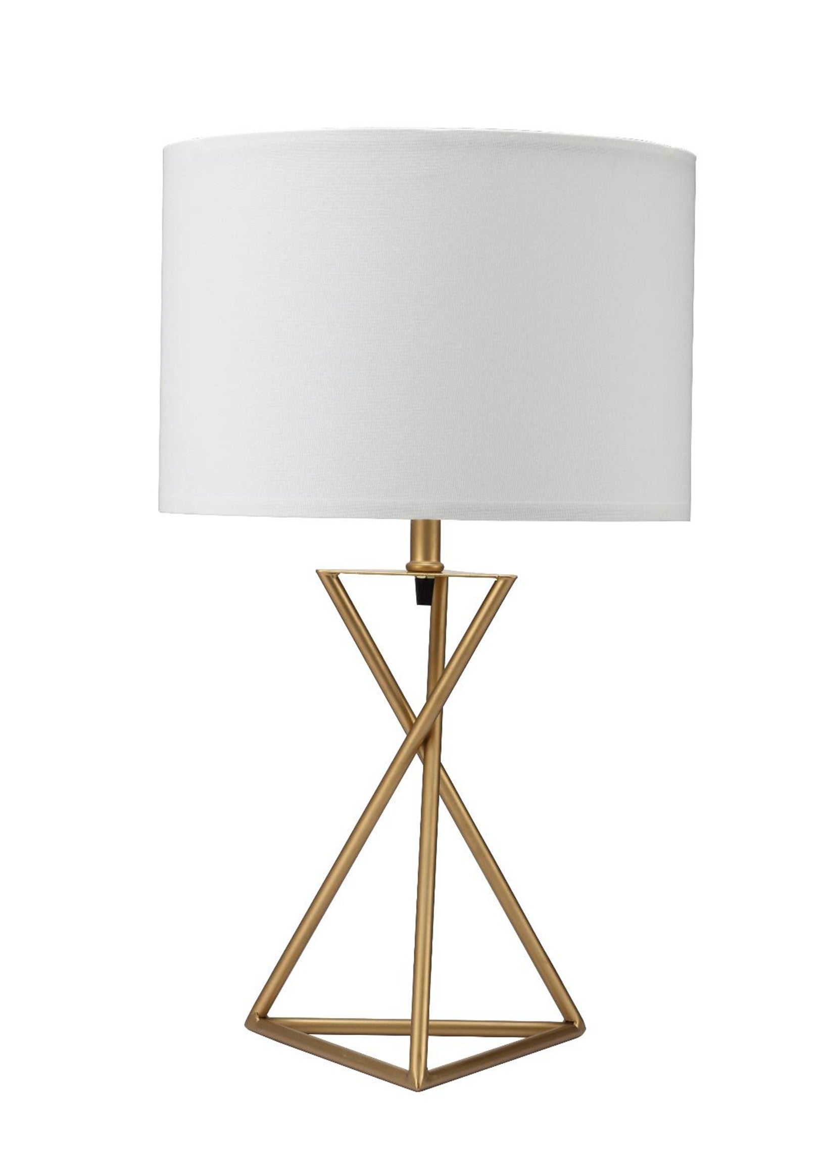 HomeRoots Contemporary Geo Table Lamp With White Shade in Gold Finish
