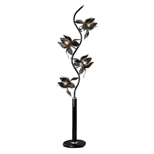 HomeRoots Contemporary Glass Floral Table Lamp in Black Finish