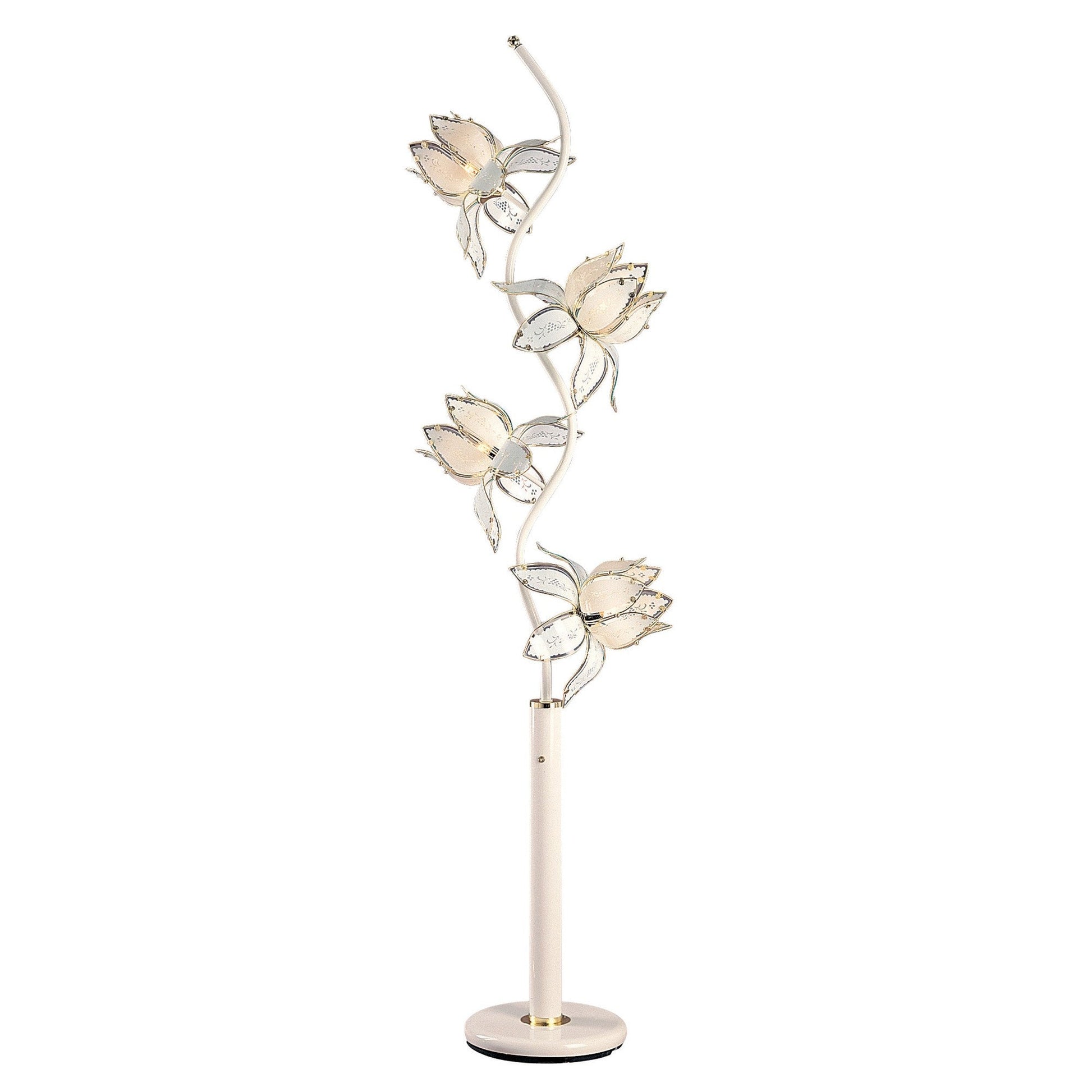 HomeRoots Contemporary Glass Floral Table Lamp in White Finish