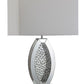 HomeRoots Contemporary Glass Table Lamp With Rectangular Shade in Silver Finish