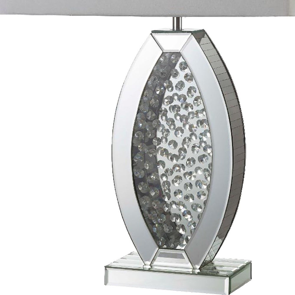 HomeRoots Contemporary Glass Table Lamp With Rectangular Shade in Silver Finish