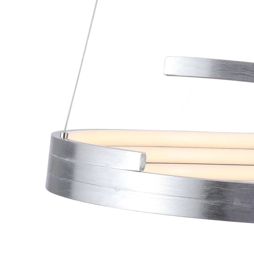 HomeRoots Contemporary LED Circular Spiral Chandelier in Silver Finish