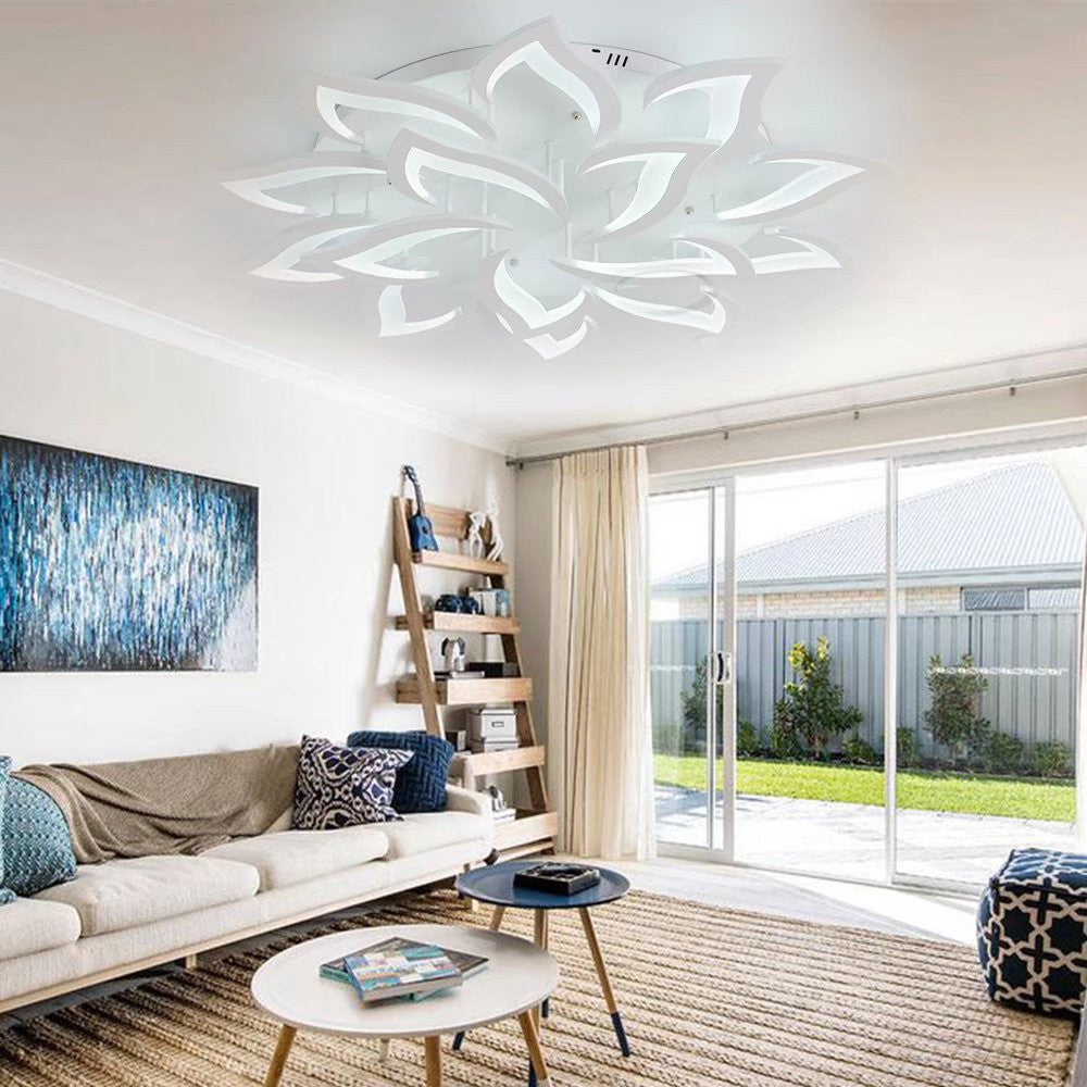 HomeRoots Contemporary Lotus Petal LED Ceiling Light in White Finish