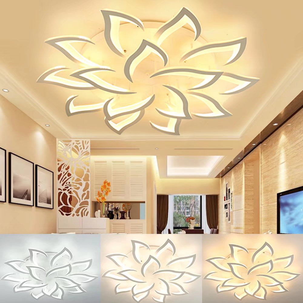 HomeRoots Contemporary Lotus Petal LED Ceiling Light in White Finish