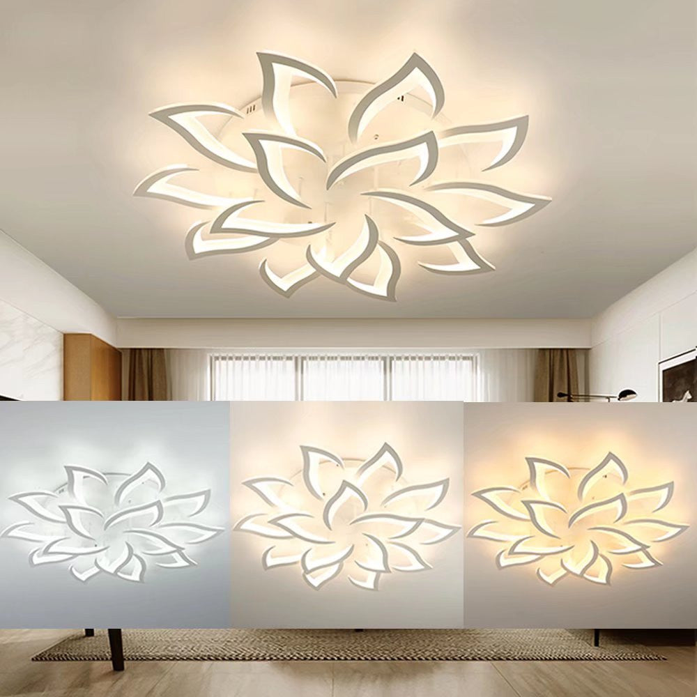 HomeRoots Contemporary Lotus Petal LED Ceiling Light in White Finish