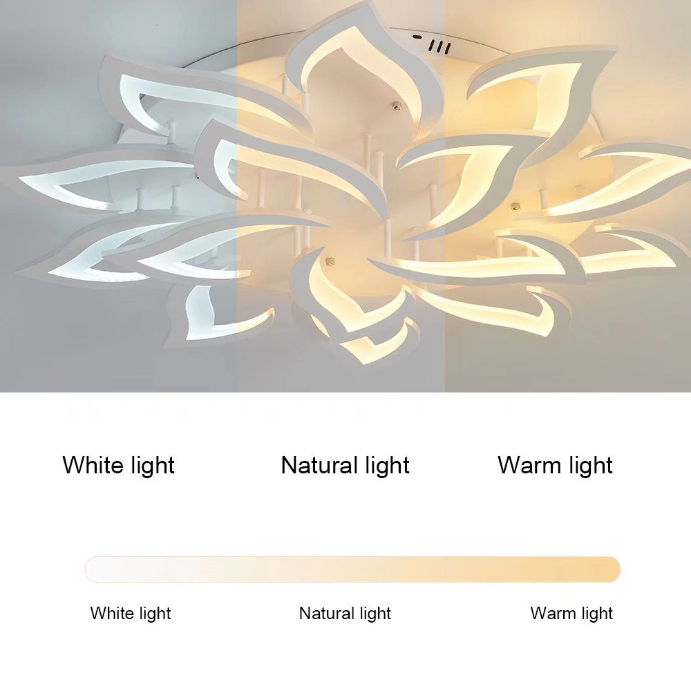 HomeRoots Contemporary Lotus Petal LED Ceiling Light in White Finish