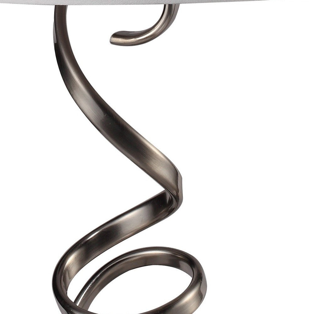 HomeRoots Contemporary Silver Table Lamp with White Shade