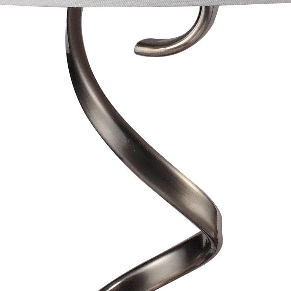 HomeRoots Contemporary Silver Table Lamp with White Shade