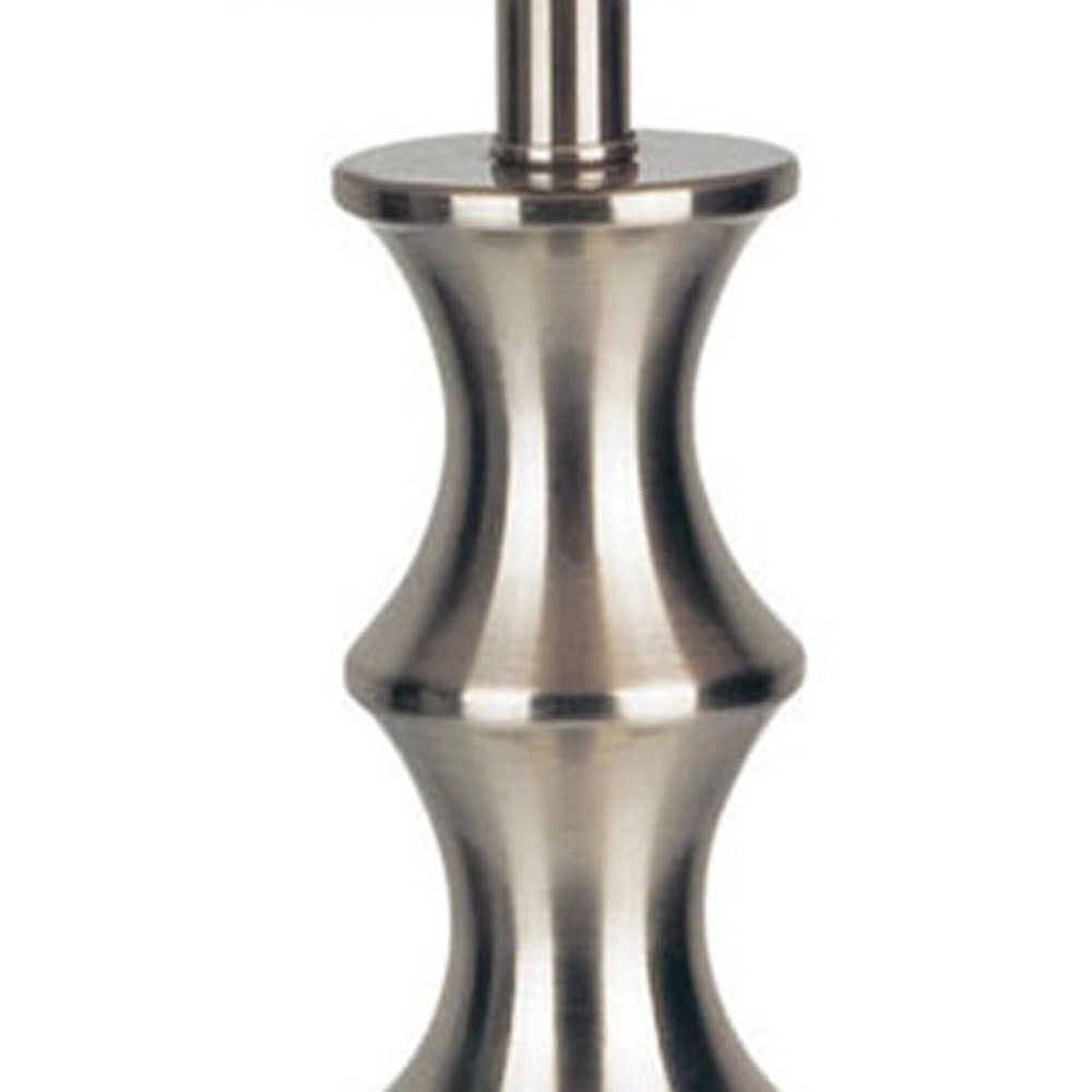 HomeRoots Contemporary Table Lamp With White Shade in Silver Finish