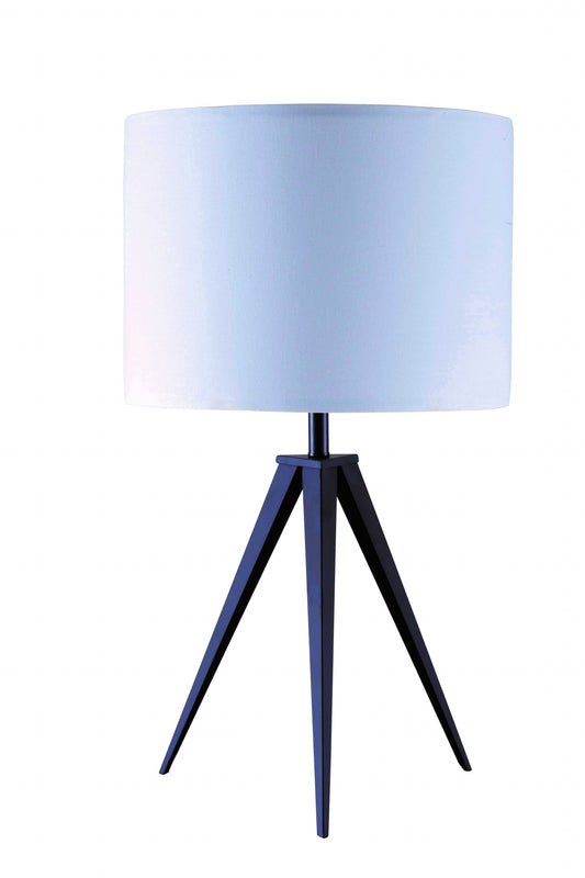 HomeRoots Contemporary Tripod Table Lamp With White and Black Finish