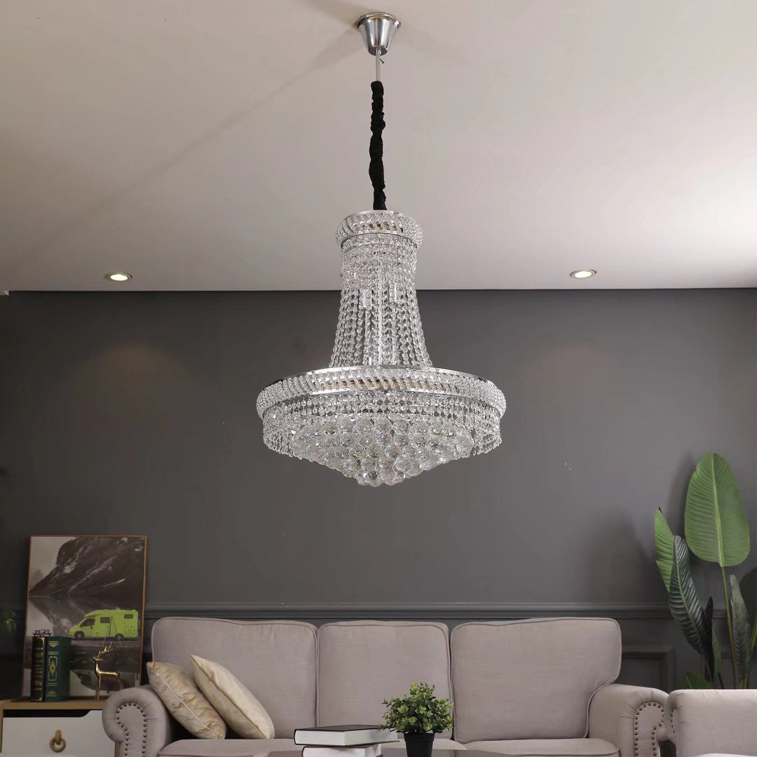 HomeRoots Contemporary White Chandelier With Faux Crystal Finish