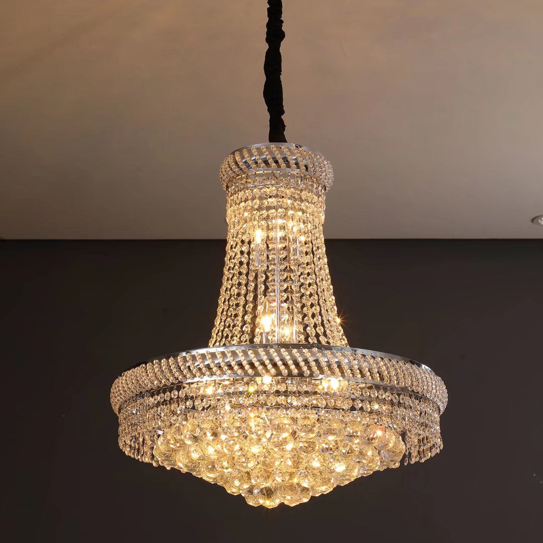 HomeRoots Contemporary White Chandelier With Faux Crystal Finish