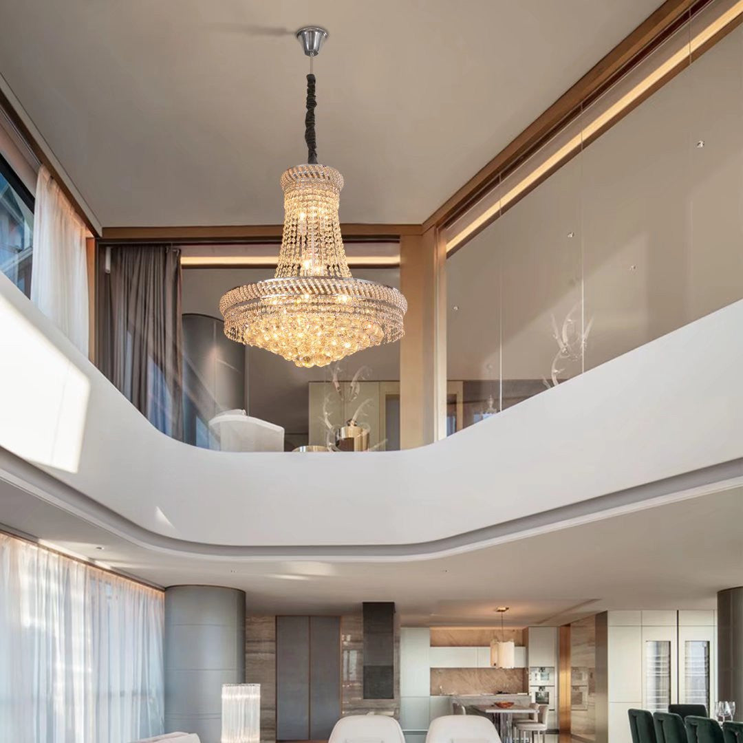 HomeRoots Contemporary White Chandelier With Faux Crystal Finish