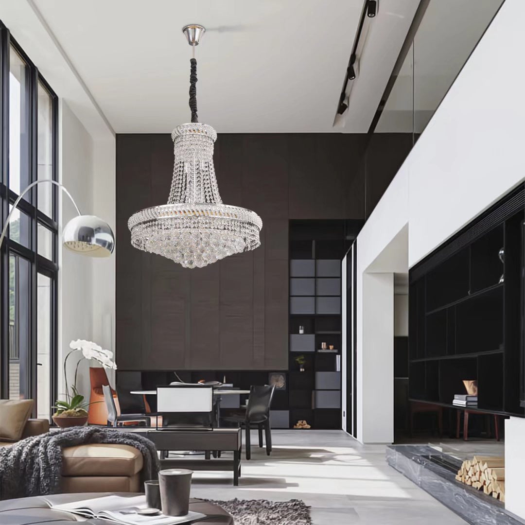 HomeRoots Contemporary White Chandelier With Faux Crystal Finish