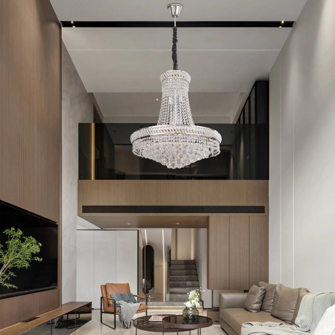 HomeRoots Contemporary White Chandelier With Faux Crystal Finish