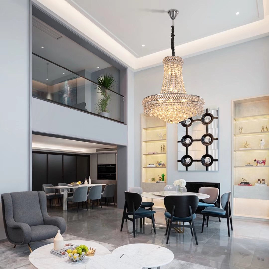 HomeRoots Contemporary White Chandelier With Faux Crystal Finish