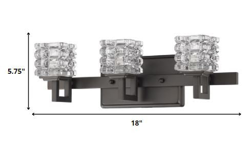 HomeRoots Coralie 3-Light Sconce With Pressed Crystal Shades and Oil Rubbed Bronze Finish