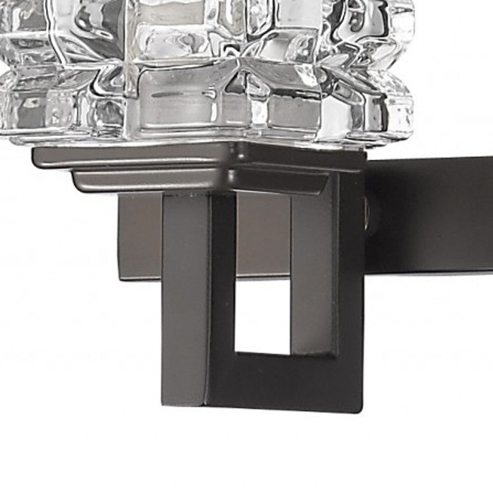 HomeRoots Coralie 3-Light Sconce With Pressed Crystal Shades and Oil Rubbed Bronze Finish