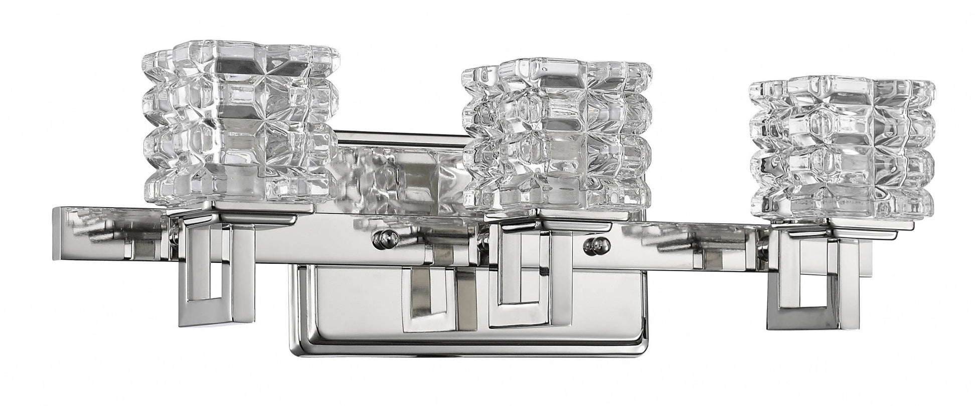 HomeRoots Coralie 3-Light Wall Sconce With Pressed Crystal Shades in Polished Nickel Finish