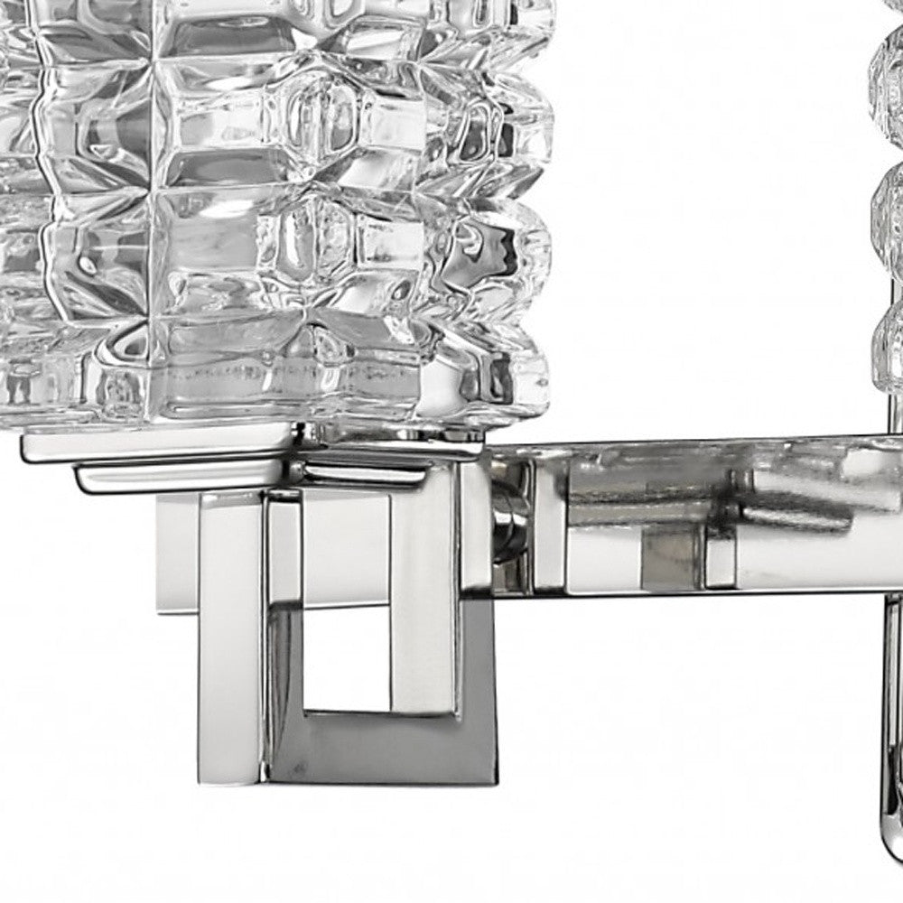 HomeRoots Coralie 3-Light Wall Sconce With Pressed Crystal Shades in Polished Nickel Finish