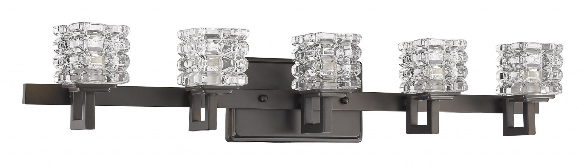 HomeRoots Coralie 5-Light Wall Sconce With Pressed Crystal Shades in Oil Rubbed Bronze Finish