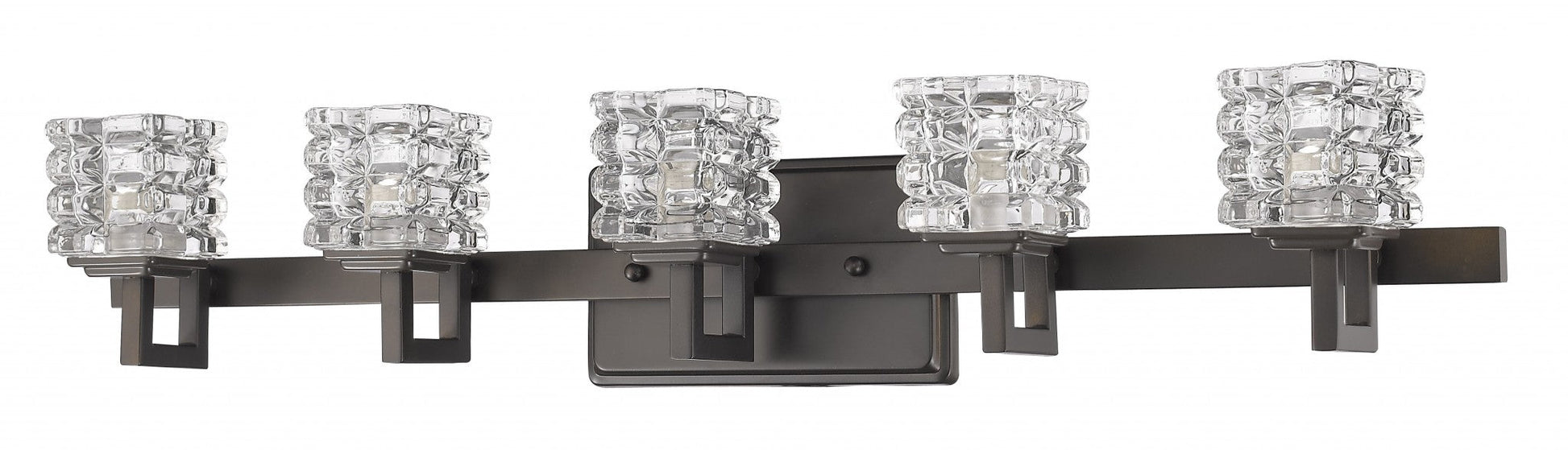 HomeRoots Coralie 5-Light Wall Sconce With Pressed Crystal Shades in Oil Rubbed Bronze Finish