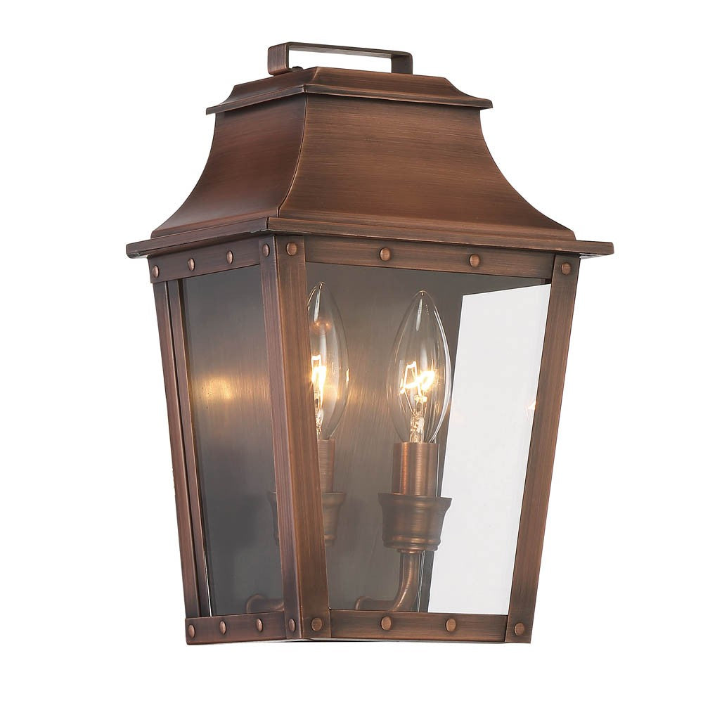 HomeRoots Coventry 2-Light Patina Pocket Wall Light With Copper Finish