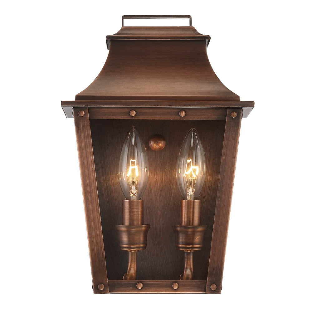 HomeRoots Coventry 2-Light Patina Pocket Wall Light With Copper Finish