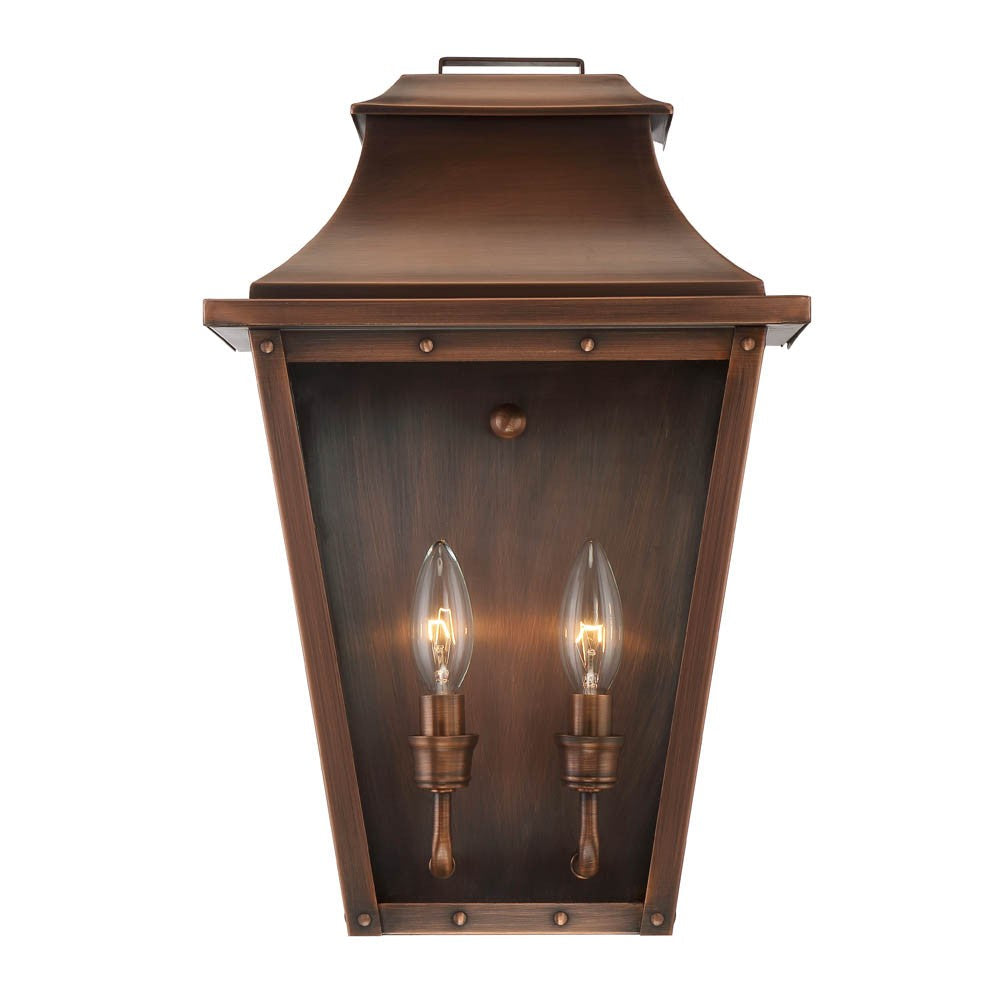 HomeRoots Coventry 2-Light Patina Pocket Wall Light in Copper Finish