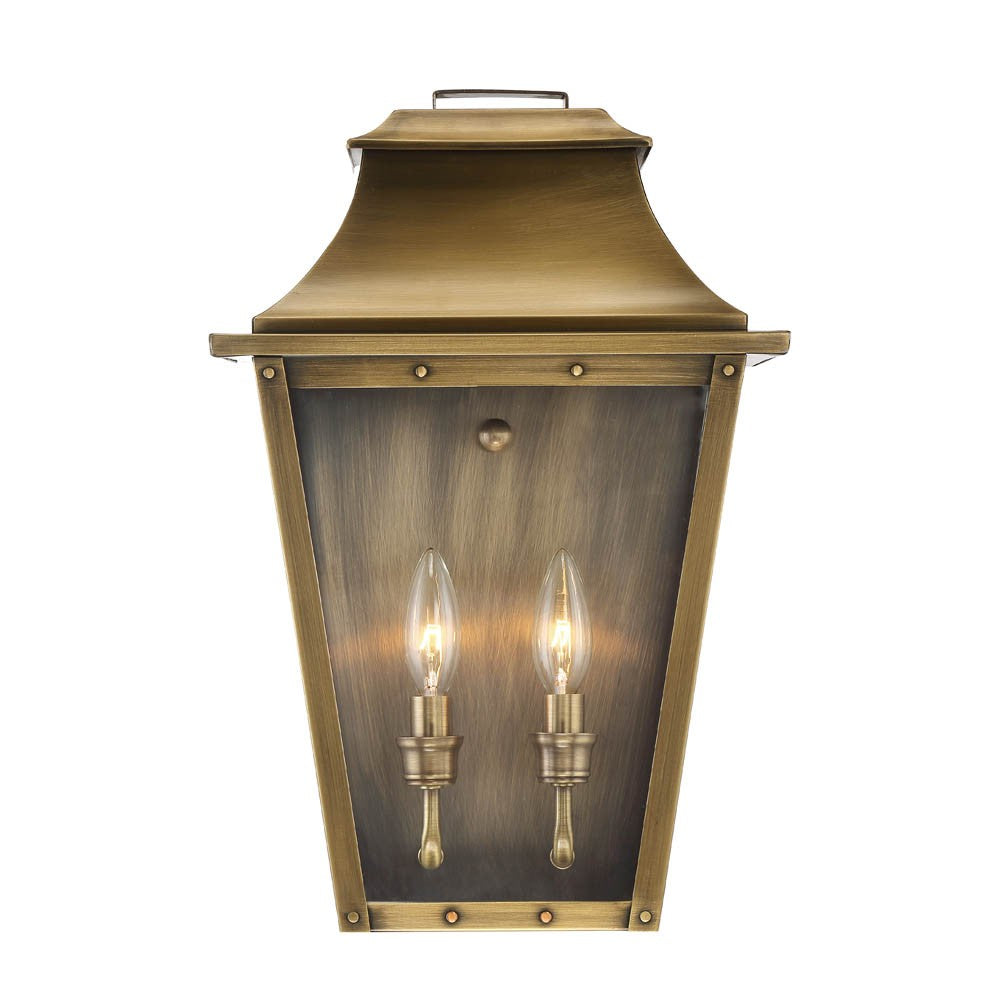 HomeRoots Coventry 2-Light Pocket Wall Light With Aged Brass Finish