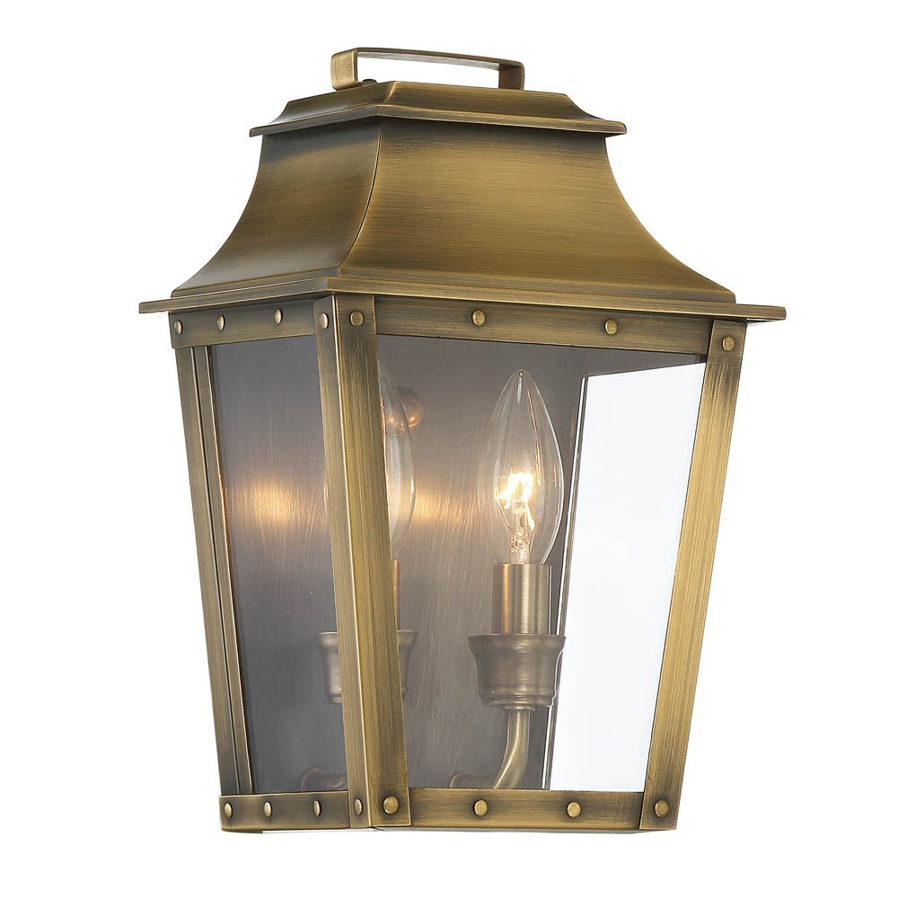 HomeRoots Coventry 2-Light Pocket Wall Light in Aged Brass Finish