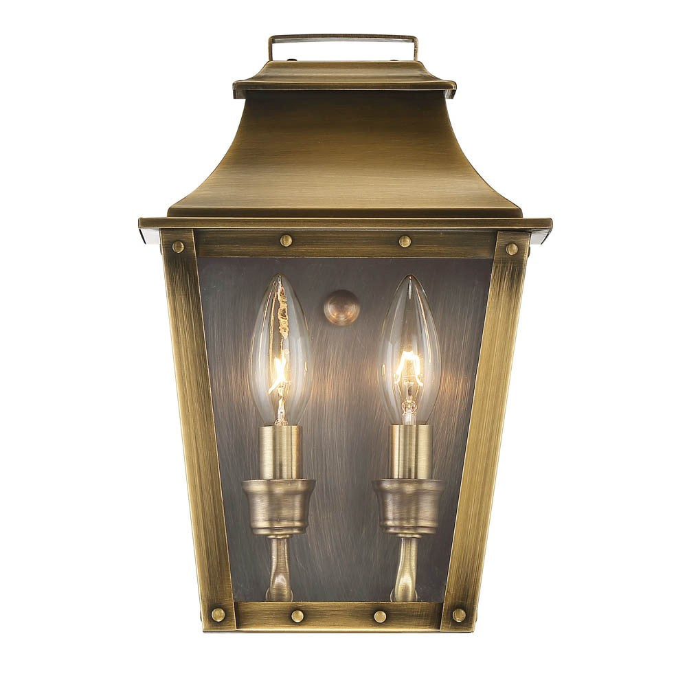 HomeRoots Coventry 2-Light Pocket Wall Light in Aged Brass Finish