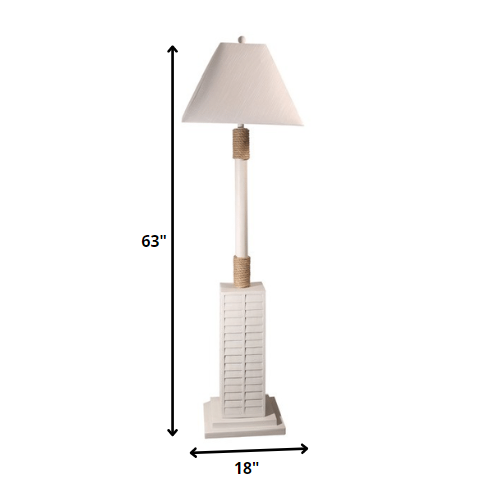 HomeRoots Creamy White Floor Lamp With Nautical Rope Finish