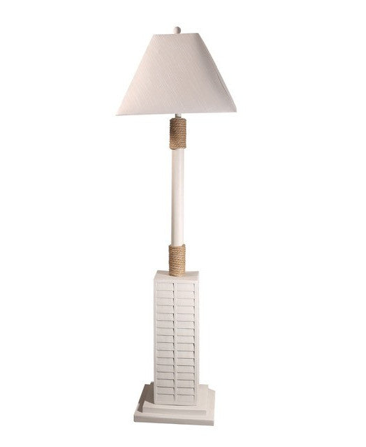 HomeRoots Creamy White Floor Lamp With Nautical Rope Finish
