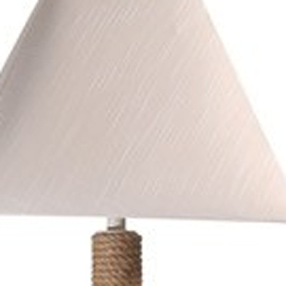 HomeRoots Creamy White Floor Lamp With Nautical Rope Finish