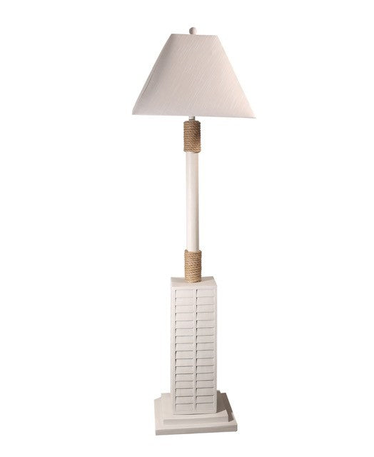HomeRoots Creamy White Floor Lamp With Nautical Rope Finish