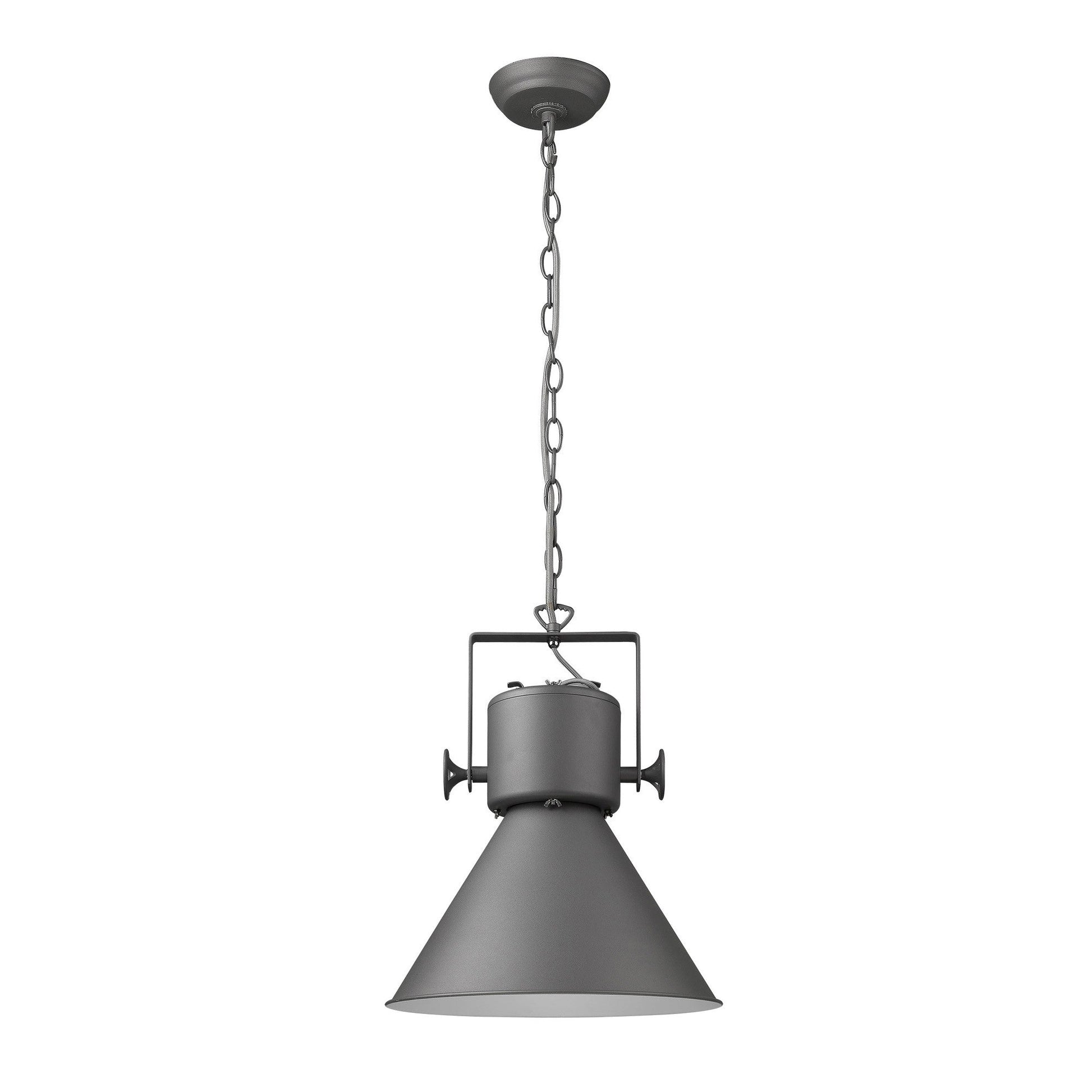 HomeRoots Crew 1-Light Pendant in Gray Finish