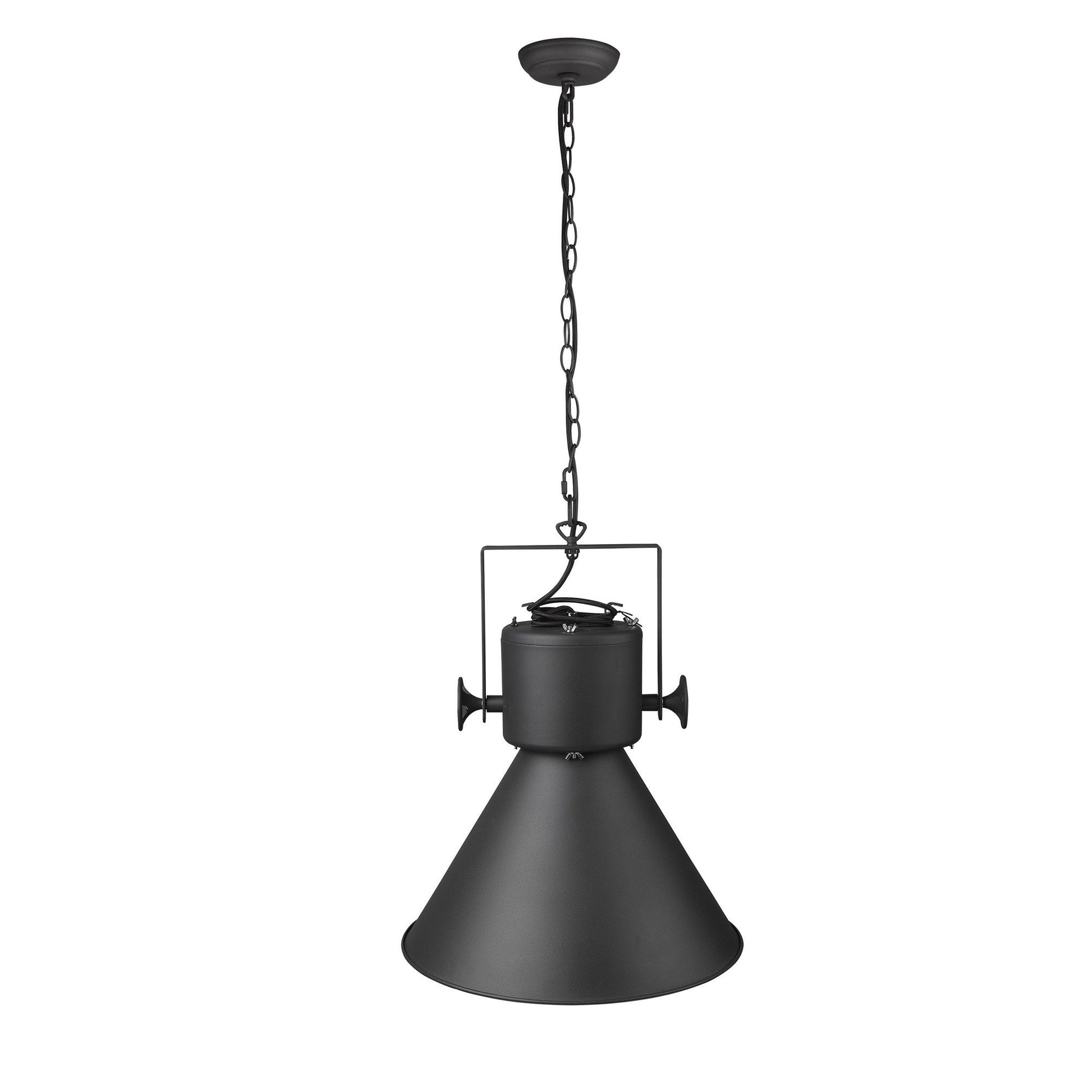 HomeRoots Crew 1-Light Pendant in Matte Black Finish
