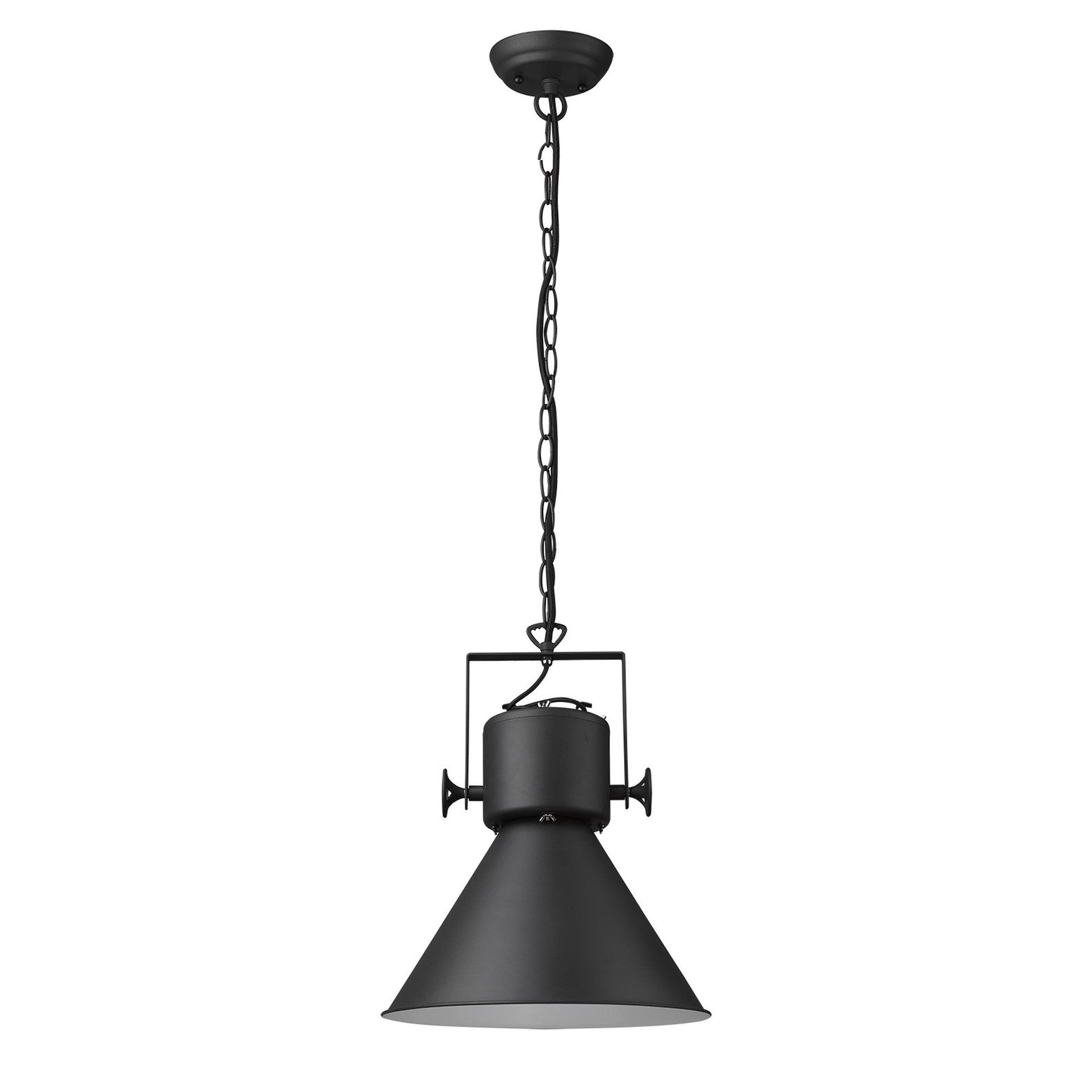 HomeRoots Crew 1-Light Pendant in Matte Black Finish