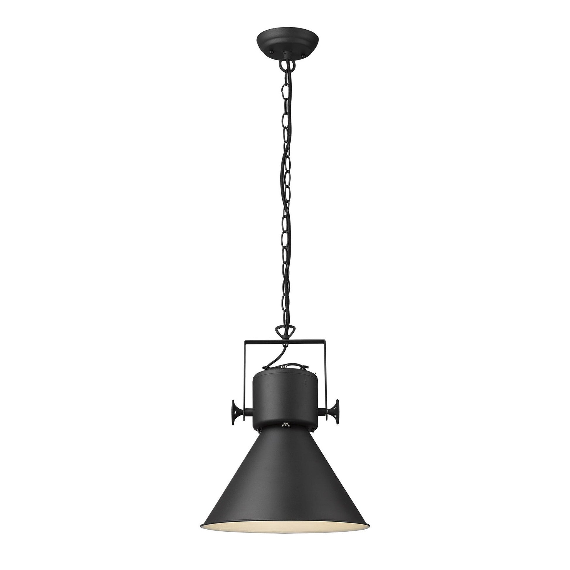 HomeRoots Crew 1-Light Pendant in Matte Black Finish