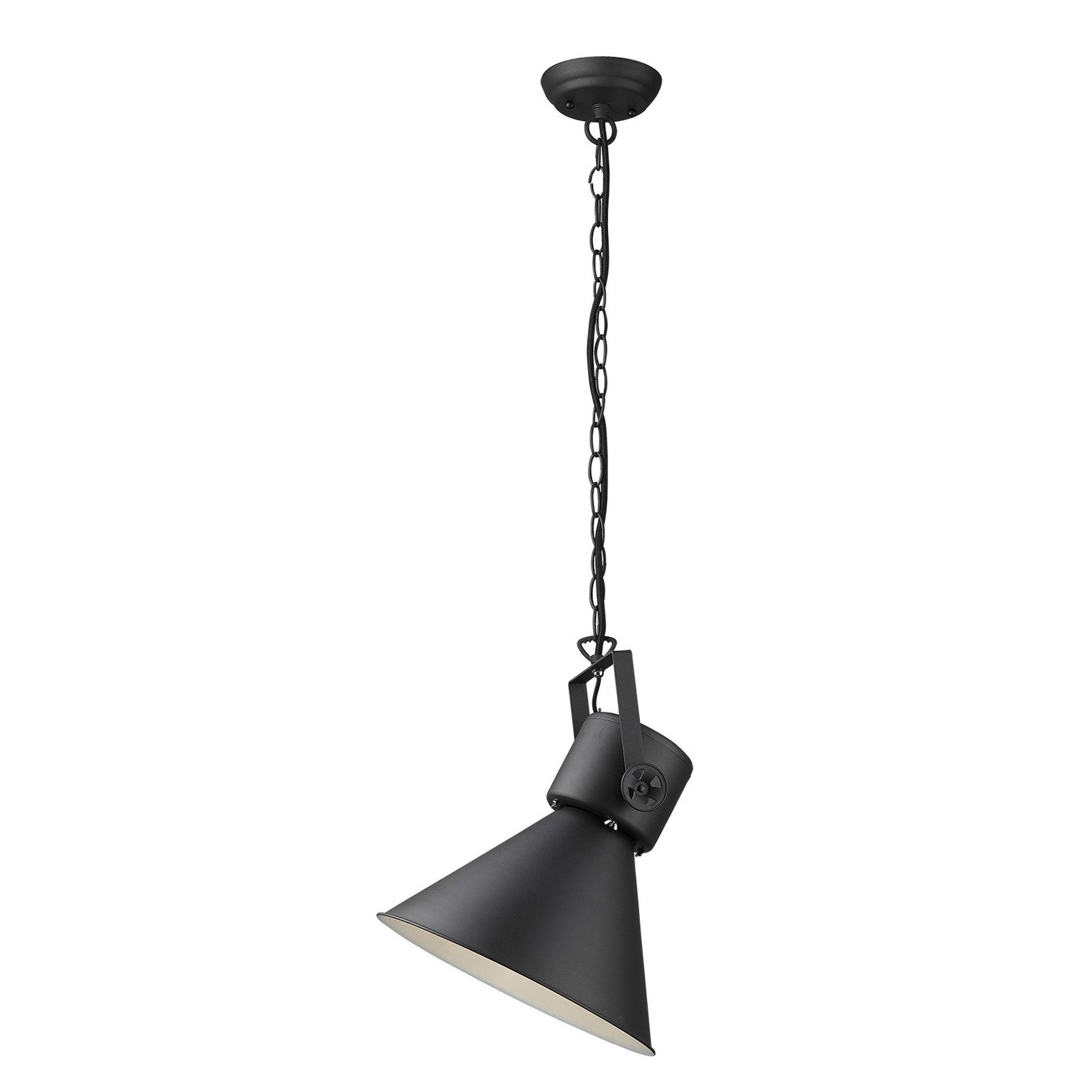 HomeRoots Crew 1-Light Pendant in Matte Black Finish