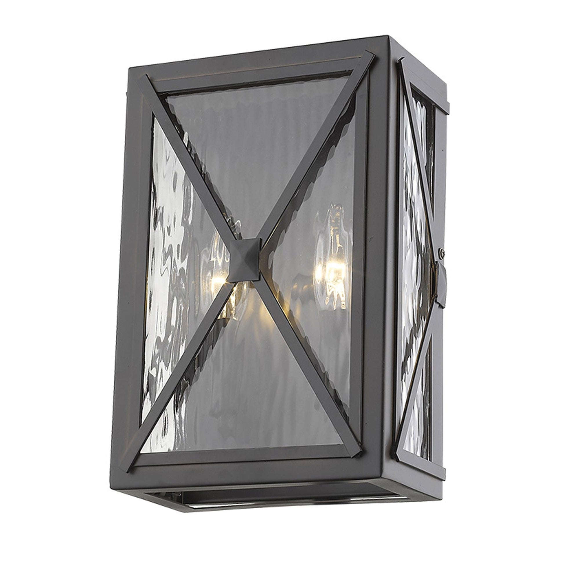 HomeRoots Criss Cross Water Glass Outdoor Light in Burnished Bronze Finish