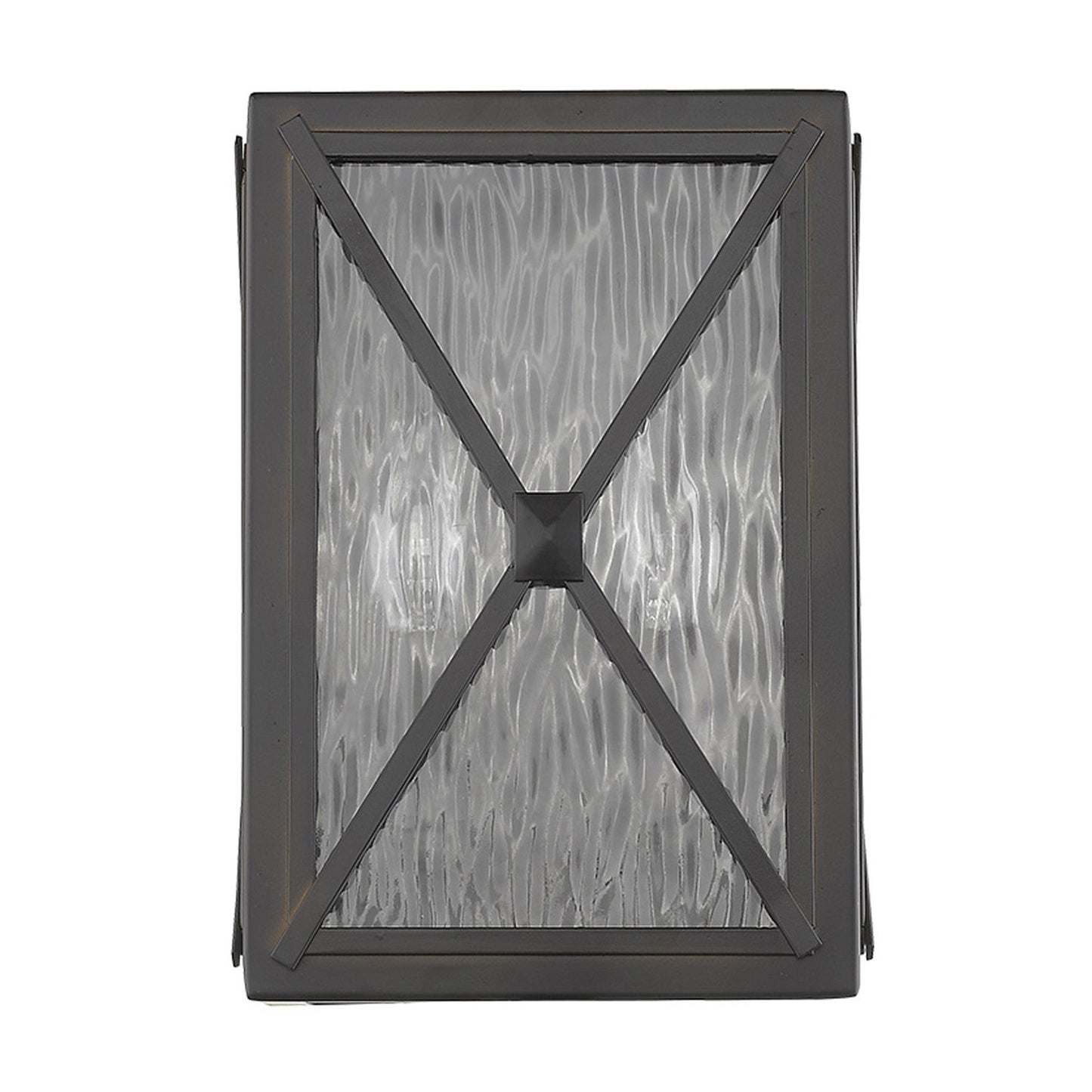 HomeRoots Criss Cross Water Glass Outdoor Light in Burnished Bronze Finish