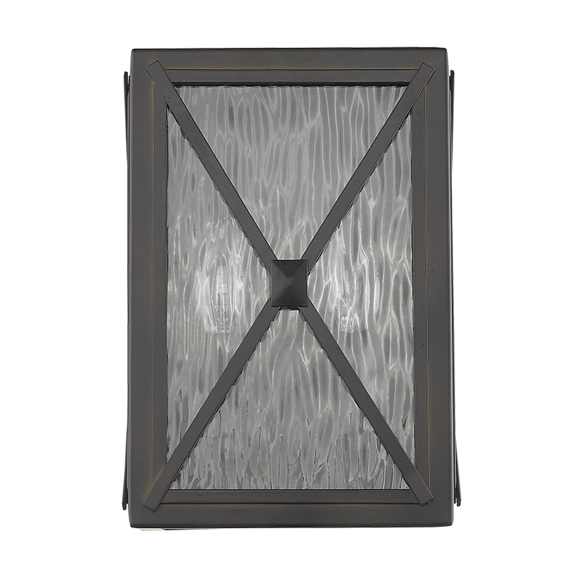 HomeRoots Criss Cross Water Glass Outdoor Light in Burnished Bronze Finish